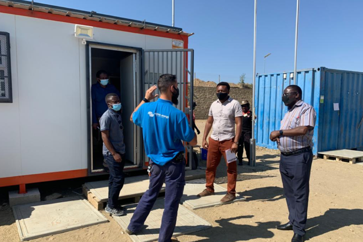 Solar Specialist taking us through the mobile solar unit